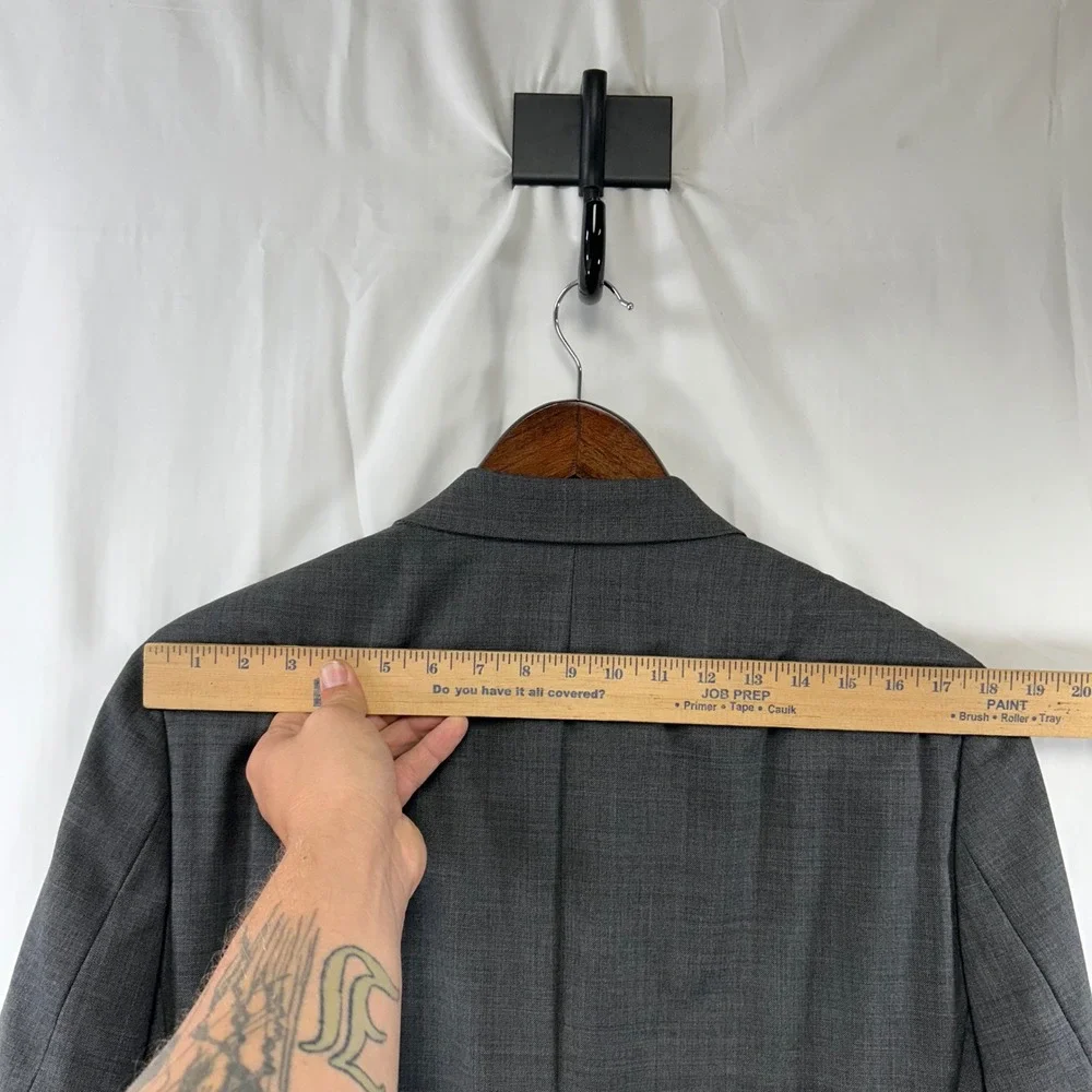 Lauren Ralph Lauren Blazer Mens 40L Grey Wool Sharkskin Two Button Sport Coat